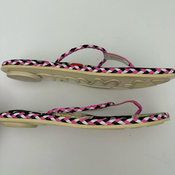 Emilio Pucci Multicolor Printed Flip Flop Slides Shoes Pink/Black | Fit US 9.5 - Picture 7 of 11